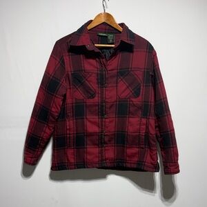 stillwater supply co. red & black plaid womens quilted flannel jacket size M